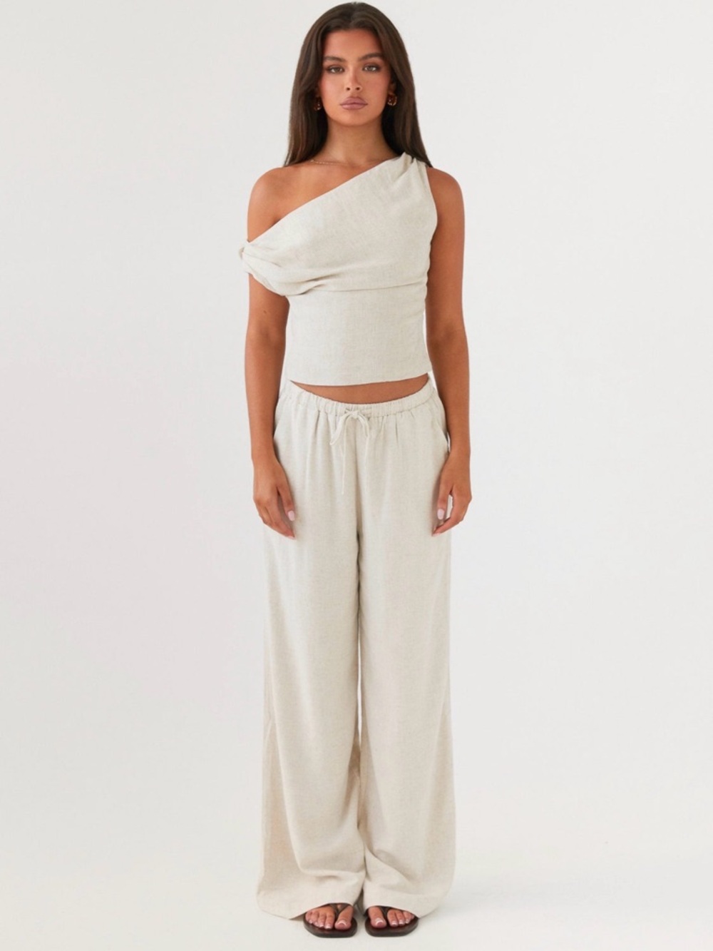 Peppermayo Wide-Leg Linen-Blend Pants in Natural